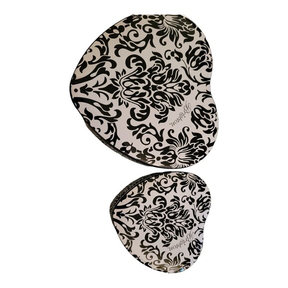 2 Brighton Jewerly Tins  Empty Black & White Hearts 1 Large 1 Small Valentine - Picture 5 of 5